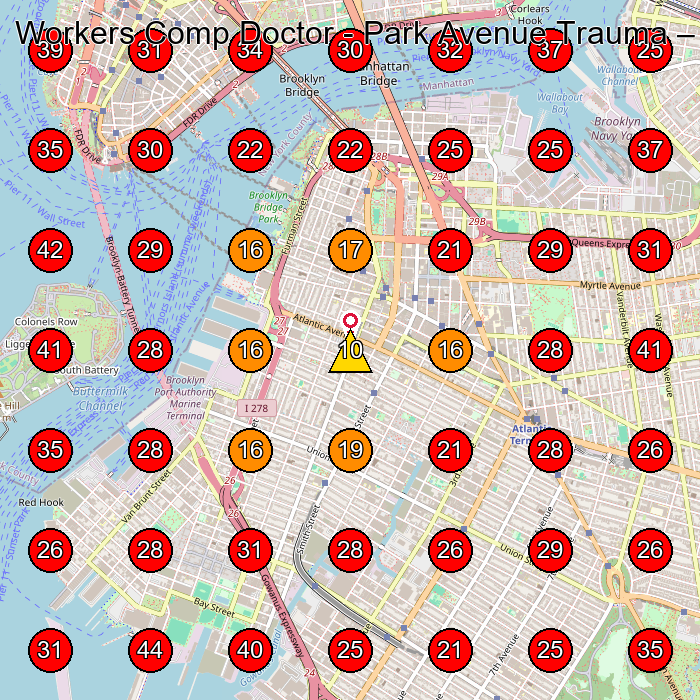 Workers Comp Doctor - Park Avenue Trauma GeoGrid visibility map for Physical Therapist in Brooklyn
